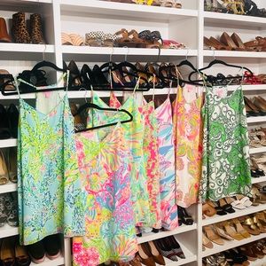 SEVEN Lilly Pulitzer Strappy Silk Dresses in Excellent Condition. Sizes S and M
